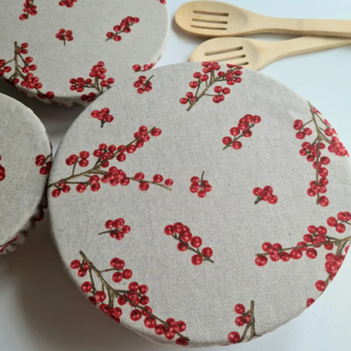 Lot de 3 couvre-plats en tissu coton et polyester | réutilisables et lavables | cuisine écologique