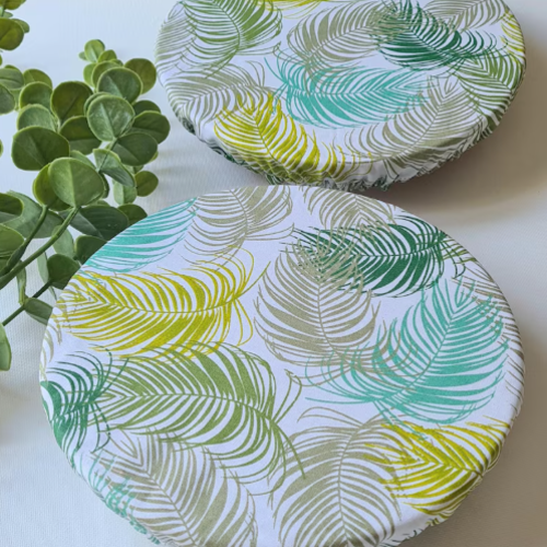 Lot de 2 couvre-plats en coton enduit et acrylique | réutilisables et lavables | doublés | zéro déchet | feuilles de palmier