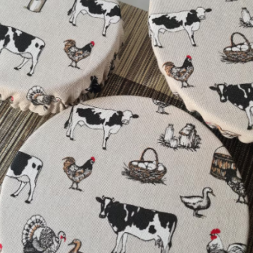 Lot de 3 couvre-plats en tissu polycoton | réutilisables et lavables | zéro déchet | doublés | a la ferme