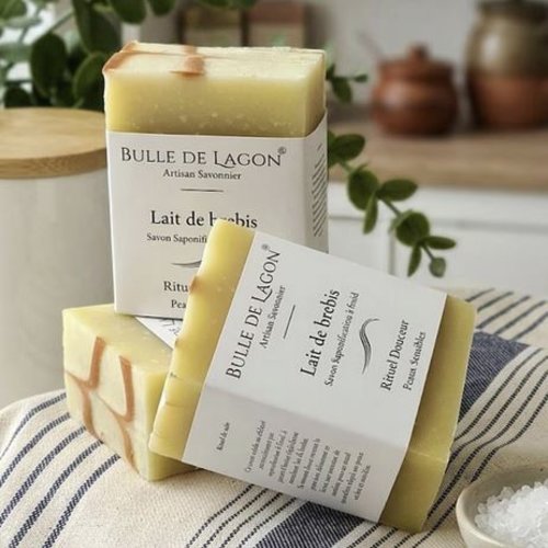 Savon lait de brebis bio solide | savon artisanal local | rituel douceur | peaux sensibles