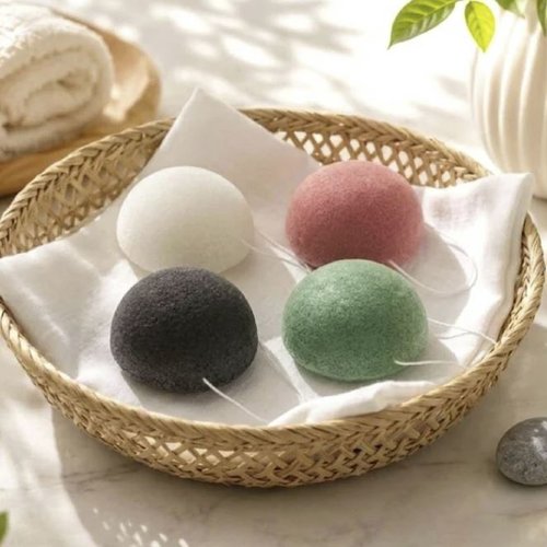 Éponge de konjac pour le visage | éponge nettoyante visage réutilisable | beauté zéro déchet | 4 coloris disponibles