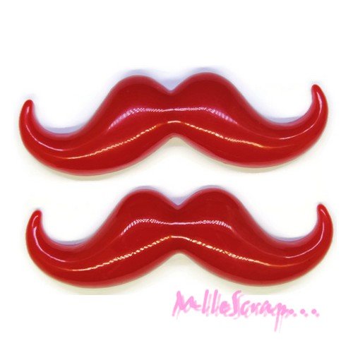 *lot de 2 belles moustaches résine rouge embellissement scrapbooking(réf.310).* 
