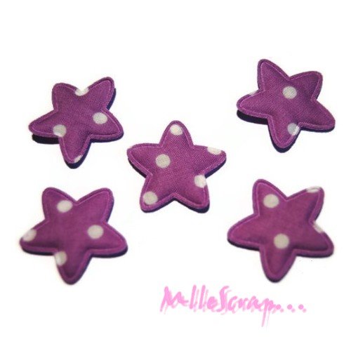 *lot de 10 petites étoiles violet tissu embellissement scrapbooking(réf.310)* 