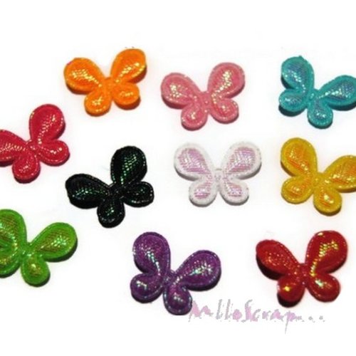 *lot de 20 mini papillons multicolore tissu brillant scrapbooking(réf.310).* 