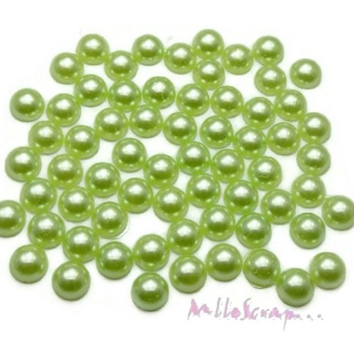 *lot de 10 demi-perles vert clair coller 12 mm embellissement scrapbooking* 