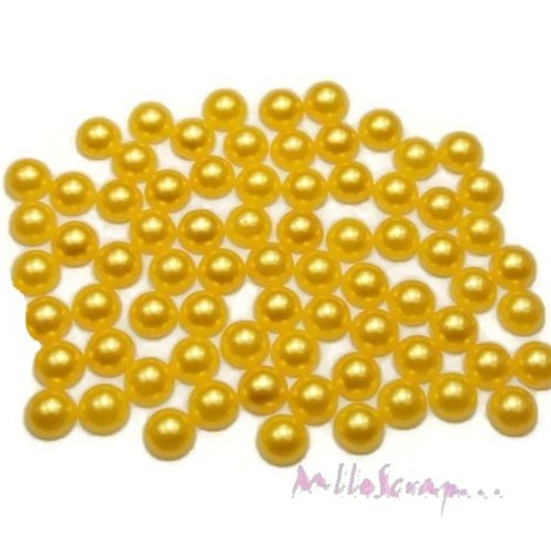 *lot de 10 demi-perles jaune foncé coller 12 mm embellissement scrapbooking* 