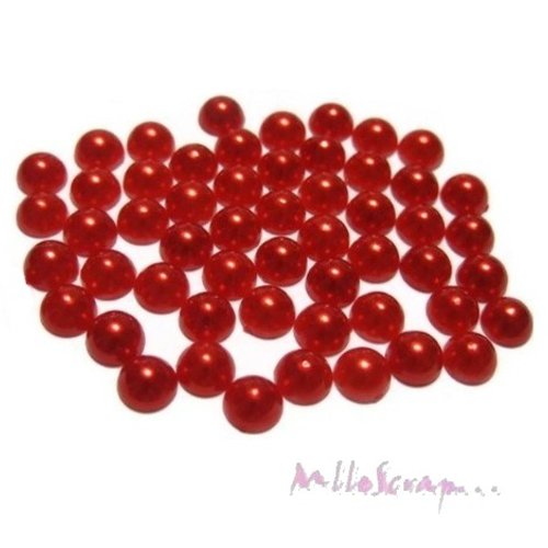 *lot de 10 demi-perles rouges à coller 12 mm embellissement scrapbooking* 