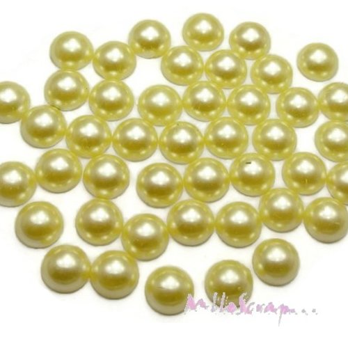 *lot de 20 demi-perles jaune clair à coller 10mm embellissement scrapbooking* 