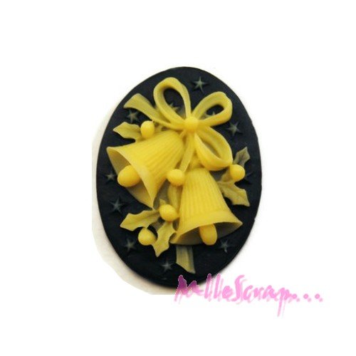 *cabochon, camée cloches de noël résine noir embellissement scrapbooking x 1* 