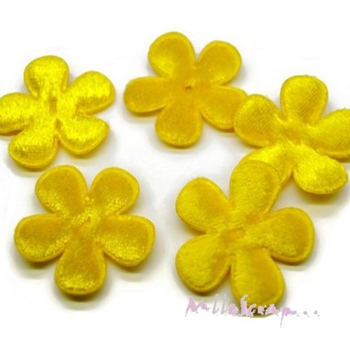 *lot de 5 fleurs tissu velours jaune embellissement scrapbooking carte(réf.310).* 