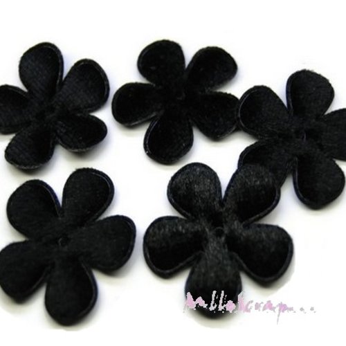 *lot de 5 fleurs tissu velours noir embellissement scrapbooking carte(réf.310)* 