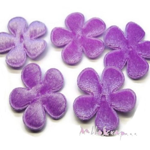 *lot de 5 fleurs tissu velours violet embellissement scrapbooking carte(réf.310).* 