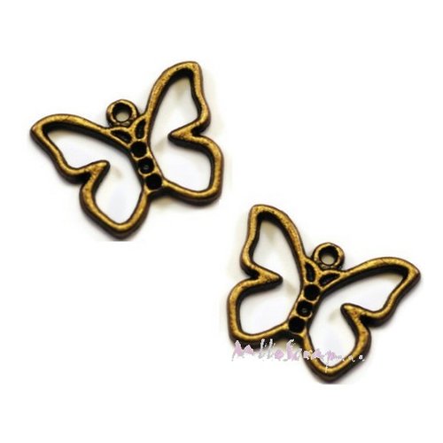 *lot de 5 breloques papillons bronze embellissements scrapbooking* 