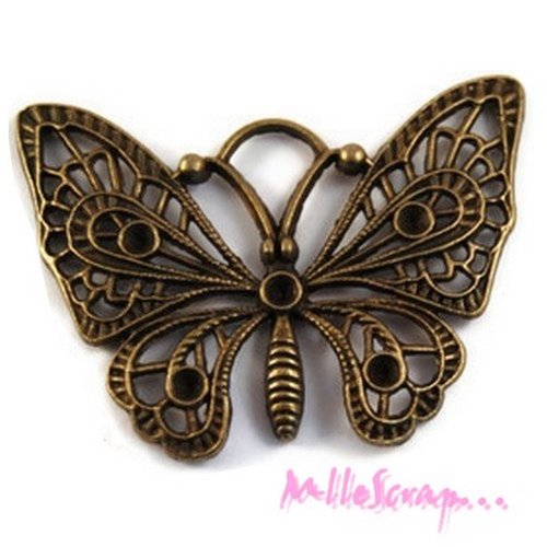 *grande breloque papillon vintage bronze embellissement scrapbooking x 1* 
