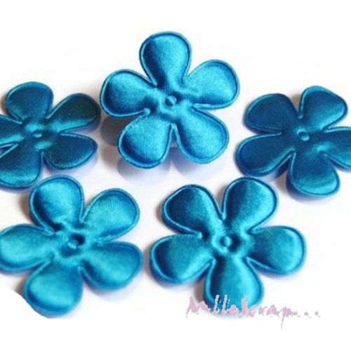 *lot de 5 fleurs tissu satin bleu foncé embellissement (réf.310).* 
