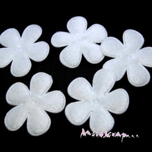 *lot de 5 fleurs tissu velours blanc embellissement scrapbooking carte(réf.310).* 
