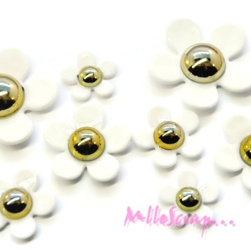 Cabochons fleurs résine blanc - 8 pièces