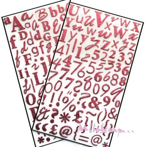Stickers alphabet rose foncé dovecraft - 170 pièces