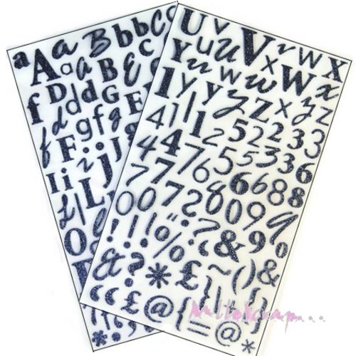 Stickers alphabet argenté dovecraft - 170 pièces