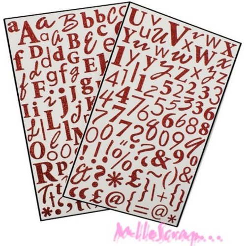Stickers alphabet rouge dovecraft - 170 pièces