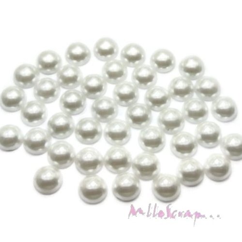 *lot de 10 demi-perles blanches à coller 12 mm embellissement scrapbooking.*