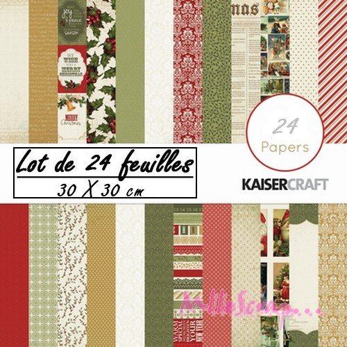 Papiers imprimés, collection yuletide, kaisercraft's, papiers scrapbooking, les 24 feuilles