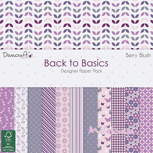 *lot de 24 feuilles thème "back to basic berry blush" 15 x 15 cm scrapbooking  (ref.110)*.