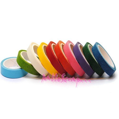 *lot de 10 rouleaux de masking tape multicolore décoration scrapbooking. *