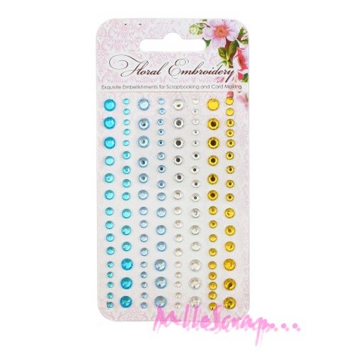 *lot de 120 strass autocollants "floral embroidery" 3 embellissement scrapbooking carterie. *