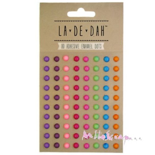 *lot de 80 demi-perles autocollantes"la-de-dah" décoration scrapbooking (ref.110).*