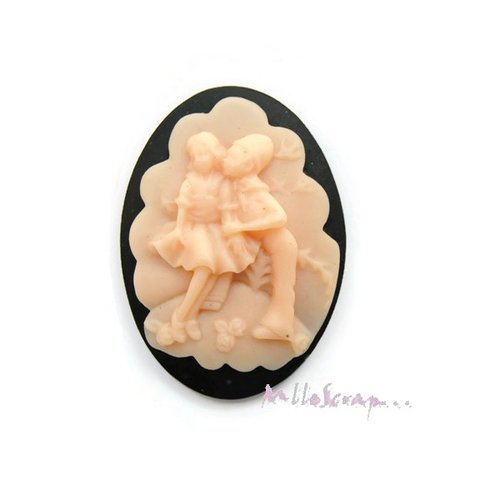 *cabochon petits amoureux rose résine embellissement scrapbooking x 1*