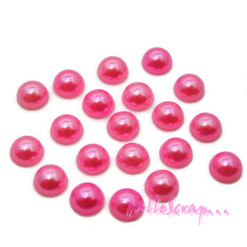 *lot de 20 demi-perles rose à coller 8 mm embellissement scrapbooking*