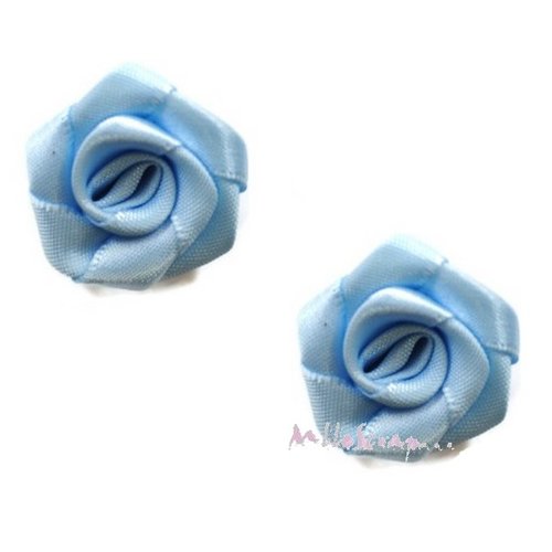 *lot de 5 roses bleues tissu embellissement scrapbooking carterie*