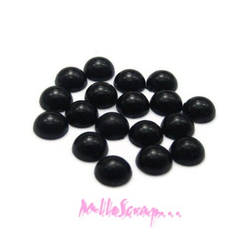 *lot de 20 demi-perles noires à coller 8 mm embellissement scrapbooking*