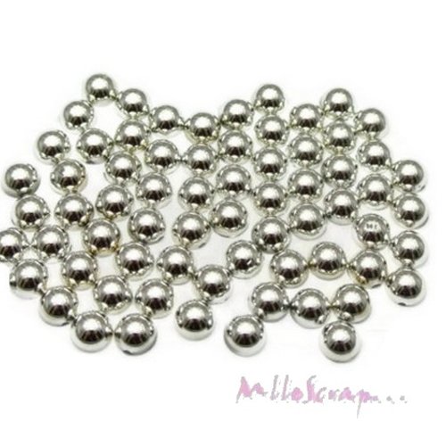 *lot de 20 demi-perles argentées à coller 8 mm noel embellissement scrap.*