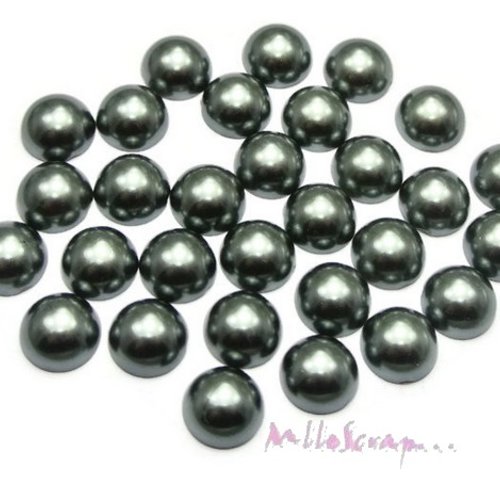 *lot de 20 demi-perles gris foncé à coller 8 mm embellissement scrapbooking.*