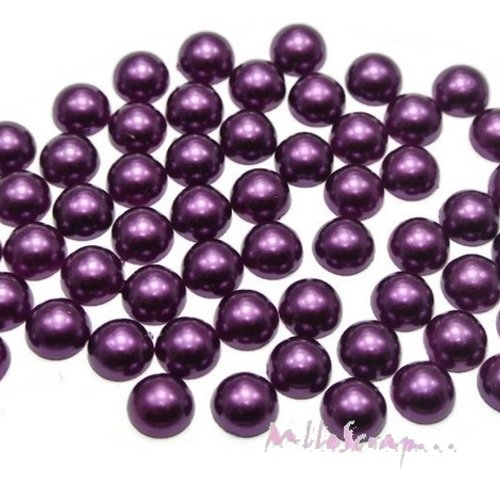 *lot de 20 demi-perles violet foncé à coller 8 mm embellissement scrapbooking*
