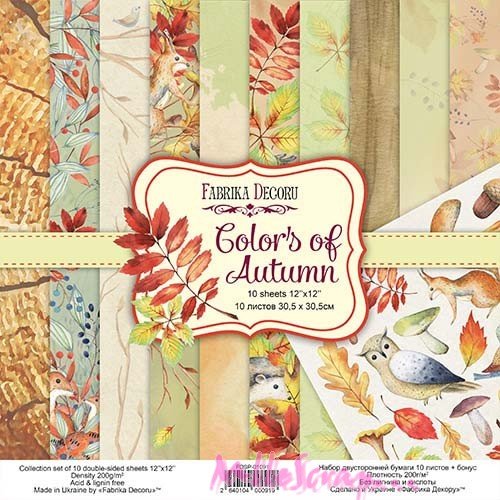 Papiers imprimés colors of autumn, papiers fabrika decoru, papiers 30 x 30cm, 12 feuilles