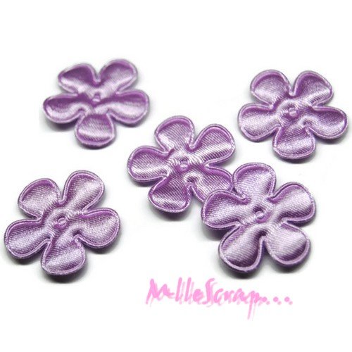 *lot de 5 petites fleurs tissu satin violet clair embellissement scrapbooking(réf.310).*