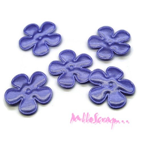 *lot de 5 petites fleurs tissu satin violet foncé embellissement scrapbooking(réf.310).*