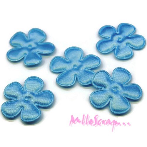 *lot de 5 petites fleurs tissu satin bleu clair embellissement scrapbooking(310).*