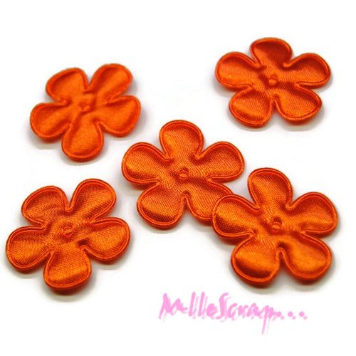 *lot de 5 petites fleurs tissu satin orange foncé embellissement scrapbooking(réf.310)*