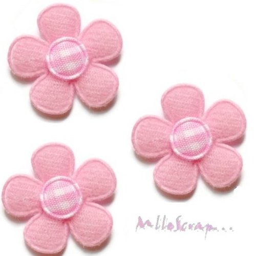 *lot de 5 petites fleurs tissu rose clair embellissement scrapbooking carterie(réf.310).*