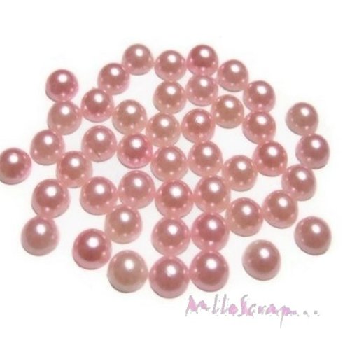 *lot de 20 demi-perles rose clair à coller 8 mm embellissement scrapbooking*