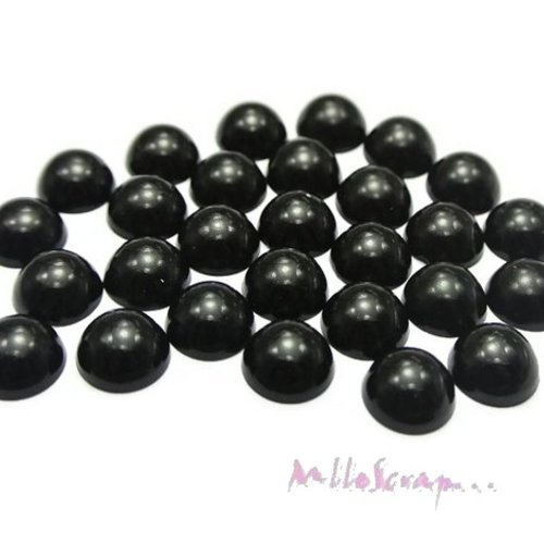 *lot de 20 demi-perles noires à coller 10mm embellissement scrapbooking*