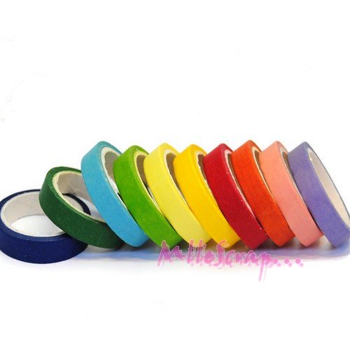 *lot de 10 rouleaux de masking tape multicolore décoration scrapbooking. *