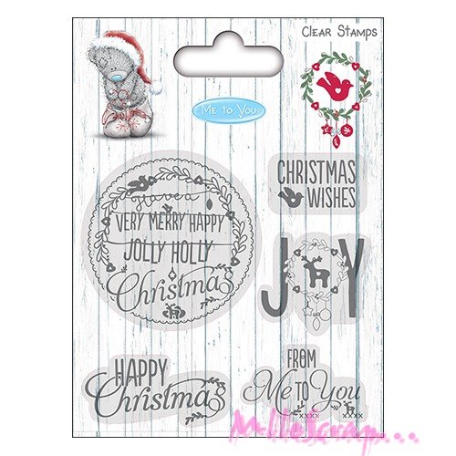 *tampons transparents "me to you christmas" 3 embellissement scrapbooking (ref.110)* .