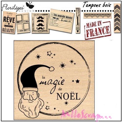 *tampon bois "magie de noël" florilège design "made in france" noel scrapbooking carterie*