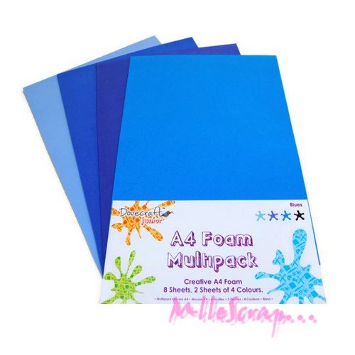 *lot de 8 feuilles de mousse tons bleus embellissement scrapbooking (ref.110) *