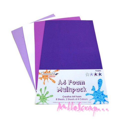 *lot de 8 feuilles de mousse tons violet embellissement scrapbooking (ref.110)*